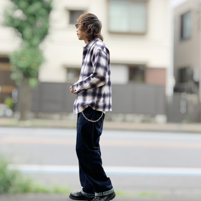 TOWN CRAFT / PRINTED COTTON NEL OMBRE CHECK SHIRT