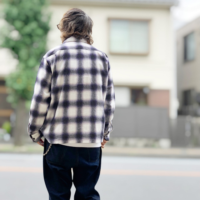 TOWN CRAFT / PRINTED COTTON NEL OMBRE CHECK SHIRT