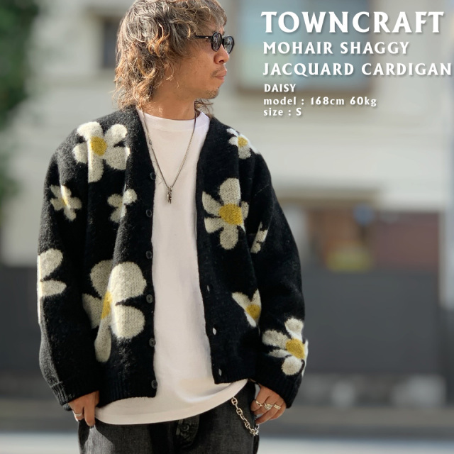 TOWNCRAFT タウンクラフト MOHAIR SHAGGY JACQUARD CARDIGAN - DAISY