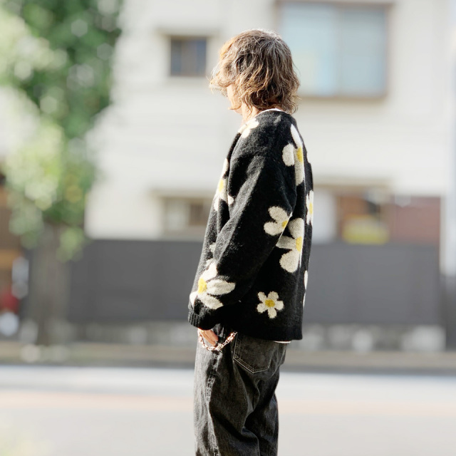 TOWN CRAFT / MOHAIR SHAGGY JACQUARD CARDIGAN