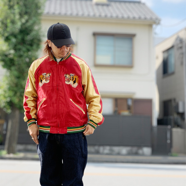 スカジャン　50s スーベニアジャケット　中綿あり60s 東洋 50s Japan刺繍 中綿入り サテン スカジャン☆スーベニア