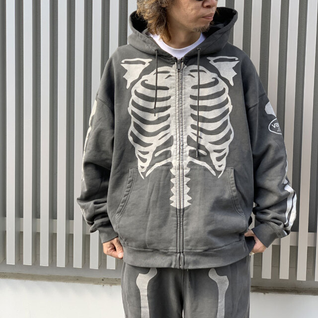 再入荷 バンソン VANSON ジップパーカー BONE ZIP UP HOODIE フーディー ビンテージ加工 ブラック 黒 BLACK RZV-2402