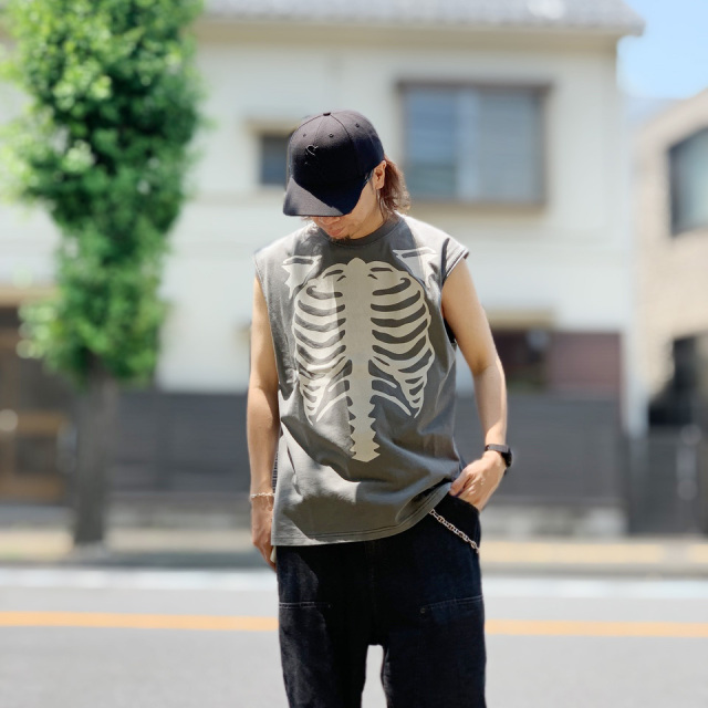 バンソン VANSON ノースリーブ Tシャツ BONE PIGMENT DYED NO SLEEVE Tee タンクトップ ピグメント ブラック 黒 BLACK RZV-2503