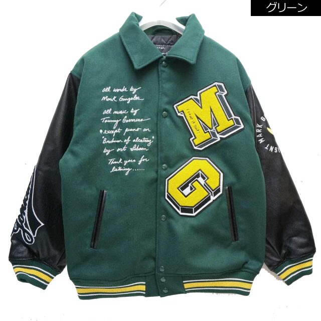 【30%OFF】SALE セール 全3色 ワット イット イズント (What it isNt)ART BY MARK GONZALES マークゴンザレス スタジャン スタジアムジャケット FLOWER STADIUM JACKET ブラック グリーン ベージュ BLACK GREEN BEIGE