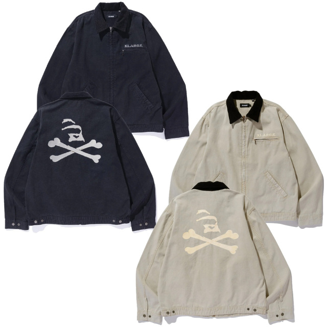全2色 エクストララージ XLARGE ワークジャケット SKULL WORK JACKET ライトアウター ブラック 黒 BLACK ベージュ BEIGE 101253021007