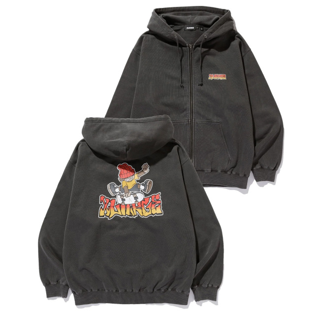 エクストララージ XLARGE ジップパーカー PIGMENTDYE INDY GRAB ZIP HOODED SWEAT SHIRT フーディー ブラック BLACK 黒 101253012024