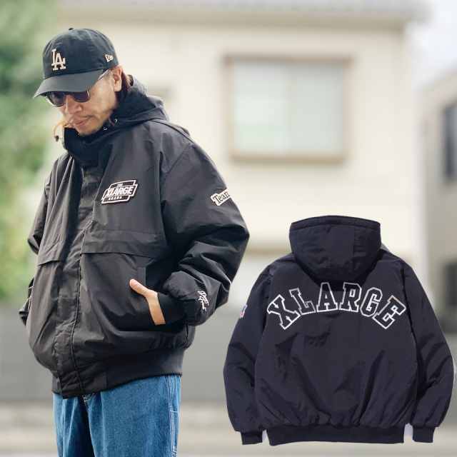 全2色 エクストララージ XLARGE ナイロンジャケット NYLON PUFFER JACKET 中綿ジャケット ブラック 黒 BLACK カモ 迷彩 101253021010