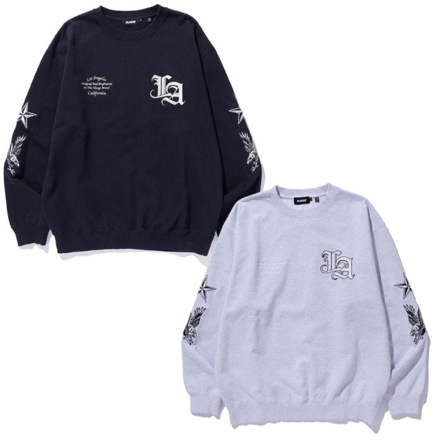 全2色 エクストララージ XLARGE クルースウェット VARSITY CREWNECK SWEATSHIRT レーナー ブラック 黒 BLACK アッシュ グレー ASH GREY 101254012003