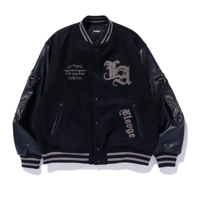 XLARGE スタジャン L 黒/クリーム XLARGE / VARSITY JACKET