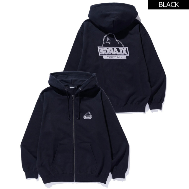 XLARGE / BACKSIDE OG ZIP UP HOODED SWEATSHIRT