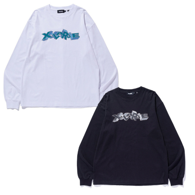 全2色 エクストララージ XLARGE ロンT Tシャツ 3D LOGO L/S TEE 長袖 ホワイト ブラック 白 黒 WHITE BLACK 101261011010