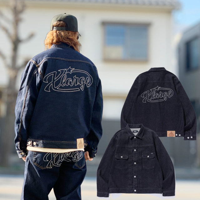 全2色 エクストララージ XLARGE デニムジャケット STAR LOGO DENIM JACKET Gジャン ブラック インディゴ BLACK INDIGO 101261031009