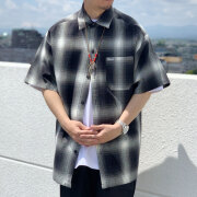 全6色 CALTOP made in USA キャルトップ カルトップ OMBRE CHECK S/S SHIRT 半袖チェックシャツ ブラック/グレー レッド グリーン アイボリー ロイヤル ブラウン アメリカ製
