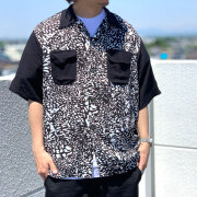 【50%OFF】 SALE セール デルマー DEL MAR sportswear 半袖シャツ 総柄シャツ 開襟シャツ 2TONE S/S OPEN SHIRTS アニマル柄 ブラック 黒 BLACK