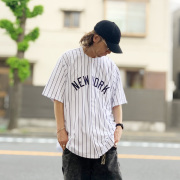 【40%OFF】ファナティクス FANATICS ベースボールシャツ MLB MESH BASEBALL SHIRT - NEW YORK YANKEES ヤンキース ホワイト/ネイビー 白 WHITE ML25SS0002