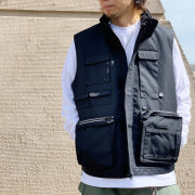 【40%OFF】 ファーストダウン FIRST DOWN ベスト BACK FLEECE HONEYCOMB LIP NYLON VEST F542024 ブラック 黒 BLACK