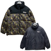 ファーストダウン FIRST DOWN リバーシブル ダウンジャケット REVERSIBLE BUBBLE DOWN JACKET MICROFT F742001 カモ 迷彩 ブラック 黒 BLACK