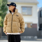 ファーストダウン FIRST DOWN リバーシブル ダウンジャケット REVERSIBLE BUBBLE DOWN JACKET CORDUROY コーデュロイ F942032 ベージュ/ブラック 黒 BLACK