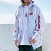 MRV by Mr.vibes ジップパーカー フーディー ANIMAL CHILL ZIP HOODIE ヘビーウェイト バックプリント スウェット オリジナル アッシュグレー ASH GREY 灰色