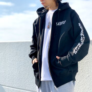 MRV by Mr.vibes ジップパーカー フーディー ANIMAL CHILL ZIP HOODIE ヘビーウェイト バックプリント スウェット オリジナル ブラック 黒 BLACK