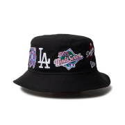 ニューエラ NEW ERA バケットハット BUCKET-01 MLB Many Patch HAT ハット 帽子 総柄 刺繍 ロサンゼルス・ドジャース LA ブラック 黒 BLACK 14388518