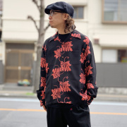 サンサーフ SUN SURF アロハシャツ ハワイアンシャツ HAWAIIAN L/S SHIRT CORAL HIBISCUS 長袖 レーヨン ブラック 黒 BLACK SS29402