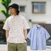 【SALE50%OFF】 サンサーフ SUN SURF オックスフォードシャツ 総柄シャツ COTTON OXFORD B.D. SHIRT “HULA DANCER” 半袖  ホワイト 白 WHITE ブルー 青 BLUE SS39282