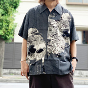 サンサーフ SUN SURF アロハシャツ ハワイアンシャツ SUN SURF × 葛飾北斎 SPECIAL EDITION “画本武蔵鐙” Lot No. SS39460 ブラック 黒 BLACK
