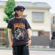 スリフティルック THRIFTY LOOK Tシャツ NIRVANA UNPLUGGED S/S TEE ニルバーナ ニルヴァーナ ビンテージ加工 ブラック 黒 BLACK バンドTシャツ バンT