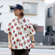 タウンクラフト TOWNCRAFT パジャマシャツ HEART PRINTED PAJAMA SHIRT 半袖シャツ 総柄シャツ カートコバーン KURT COBAIN ホワイト 白 WHITE