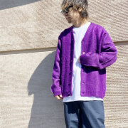 タウンクラフト TOWNCRAFT シャギーカーディガン SOLID SHAGGY CARDIGAN モヘア パープル 紫 PURPLE