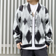 タウンクラフト TOWNCRAFT シャギーカーディガン SHAGGY VINTAGE PATTERN CARDIGAN モヘア アーガイル ARGYLE グレー