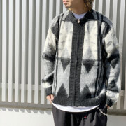 タウンクラフト TOWNCRAFT ジップカーディガン VINTAGE JAQUARED ZIP CARDIGAN アーガイル ARGYLE グレー