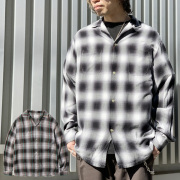 全2色 タウンクラフト TOWNCRAFT オンブレチェックシャツ レーヨンシャツ シャドウチェック 60S OMBRE CHECK LOOP COLLAR SHIRTS ブラック BLACK グリーン GREEN