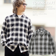全2色 タウンクラフト TOWNCRAFT オンブレチェックシャツ レーヨンシャツ シャドウチェック 60S OMBRE CHECK LOOP COLLAR SHIRTS ブラック BLACK グリーン GREEN TC25F02300