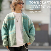 TOWNCRAFT タウンクラフト MOHAIR SHAGGY JACQUARD CARDIGAN - BORDER