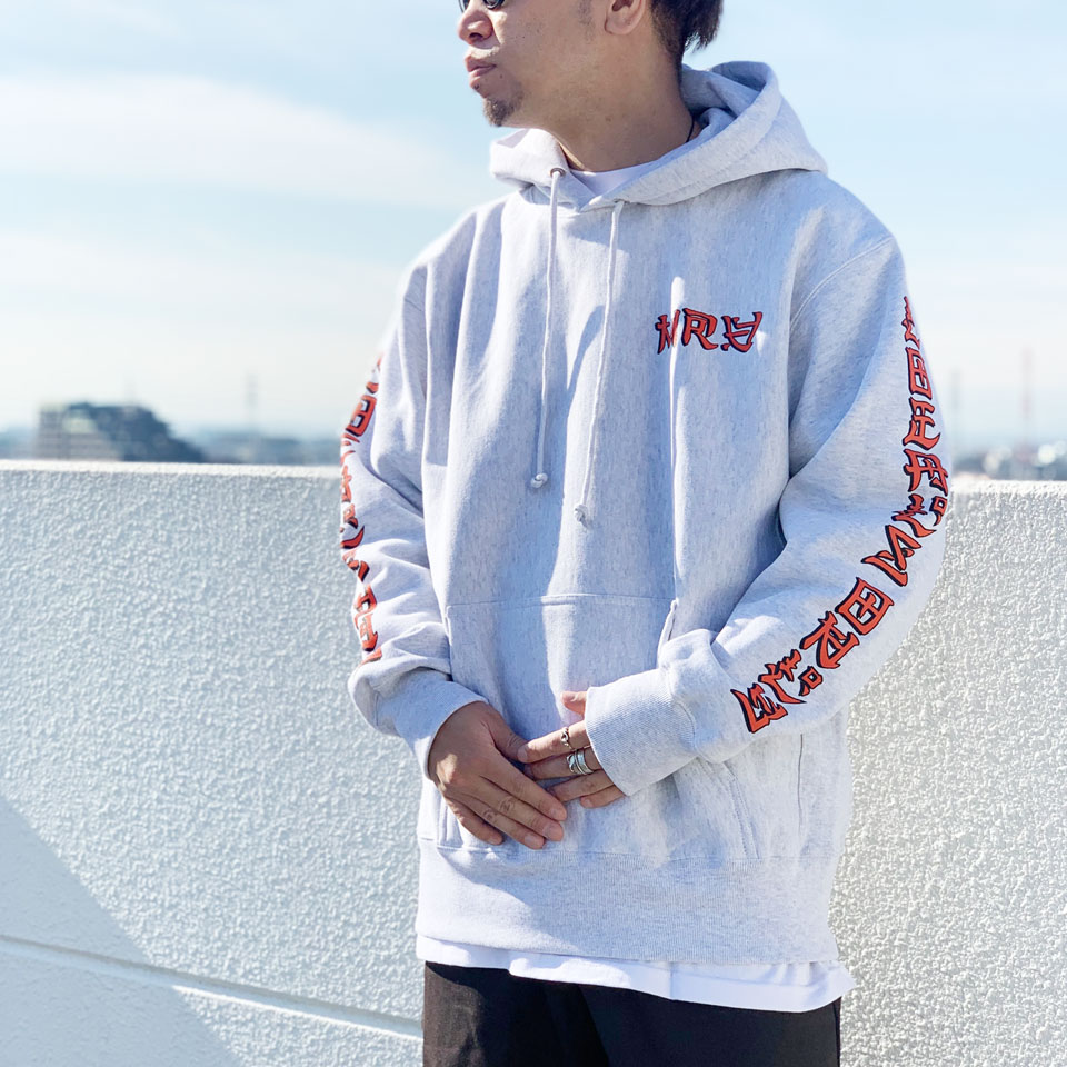 MRV by Mr.vibes パーカー フーディー ANIMAL CHILL P/O HOODIE ヘビーウェイト バックプリント 袖プリント スウェット オリジナル アッシュグレー ASH GREY 灰色