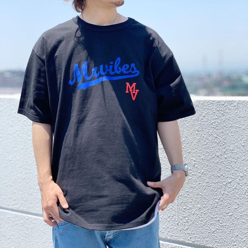 MRV by Mr.vibes Tシャツ SCRIPT S/S Tee 半袖 オリジナル ブラック/ロイヤル 黒 BLACK