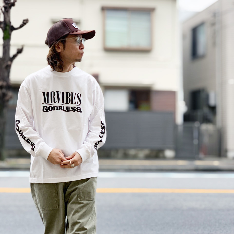 MRV by Mr.vibes ロンT Tシャツ NM GOD BLESS L/S Tee 長袖 オリジナル ホワイト 白 WHITE