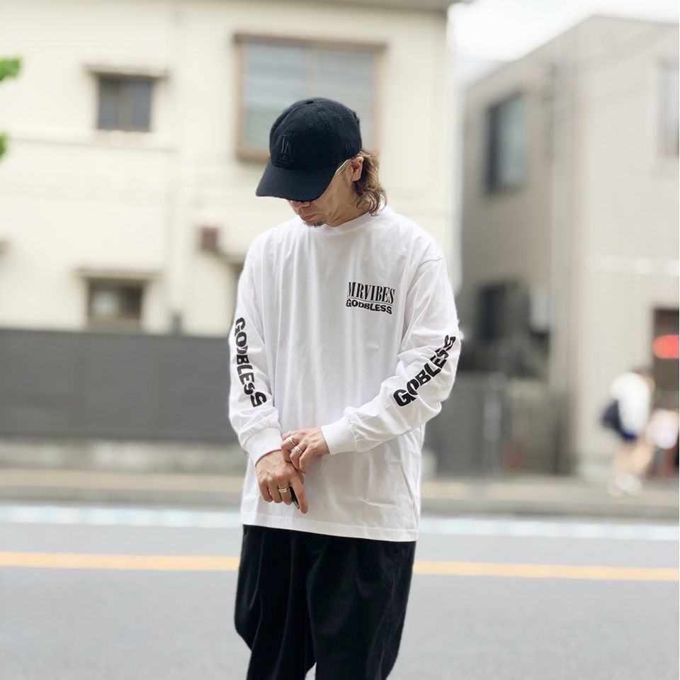 MRV by Mr.vibes ロンT Tシャツ NM GOD BLESS L/S Tee (ONE POINT )長袖 オリジナル ホワイト 白 WHITE
