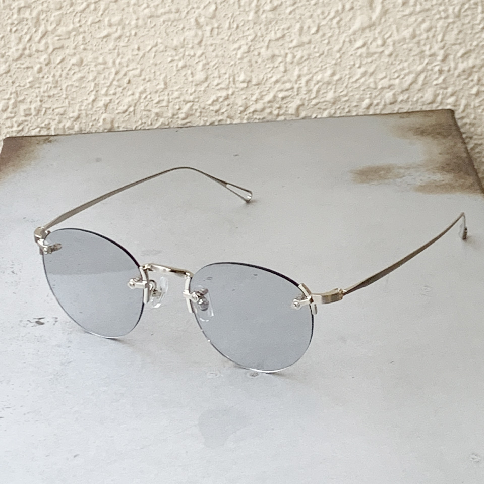 ニュー NEW. サングラス GOBER C-1 メタルフレーム 眼鏡 リムレス BLASTED SILVER シルバー