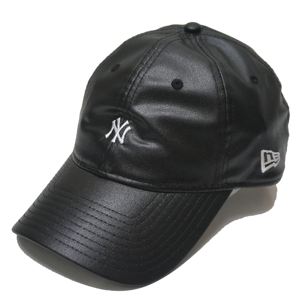 ニューエラ NEW ERA ローキャップ 9THIRTY Synthetic Leather CAP PUレザー フェイクレザー ニューヨークヤンキース キャップ 帽子 ブラック 黒 BLACK