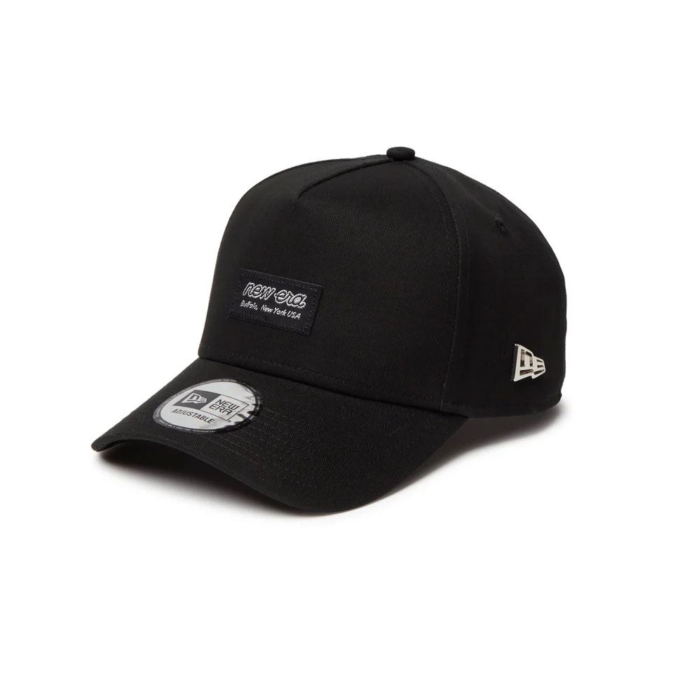 ニューエラ NEW ERA キャップ 9FORTY A-Frame Metal Flag ブラック ウーブンパッチ 帽子 ブラック × シルバー  黒 BLACK 14388669