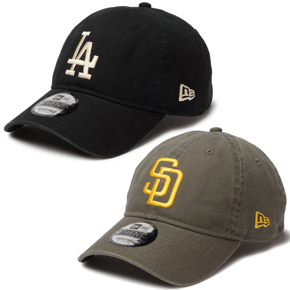 ニューエラ NEW ERA ローキャップ 帽子 9TWENTY Washed Duck CAP LA SD ドジャース パドレス ブラック モス BLACK MOSS 黒