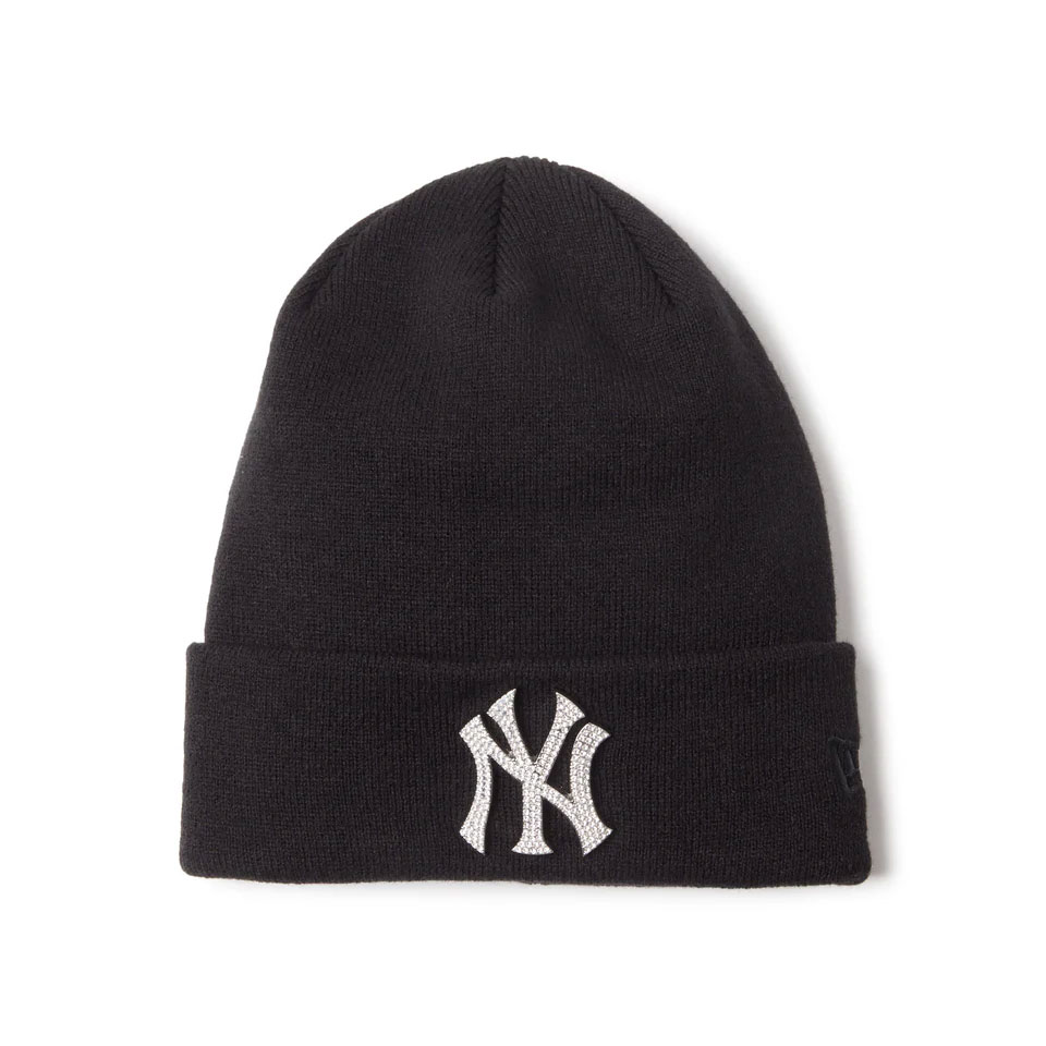 ニューエラ NEW ERA ビーニー ニットキャップ BASIC BEANIE Rhinestone Badge ラインストーン  ニューヨーク・ヤンキース NY YANKEES ブラック 黒 BLACK 14670023