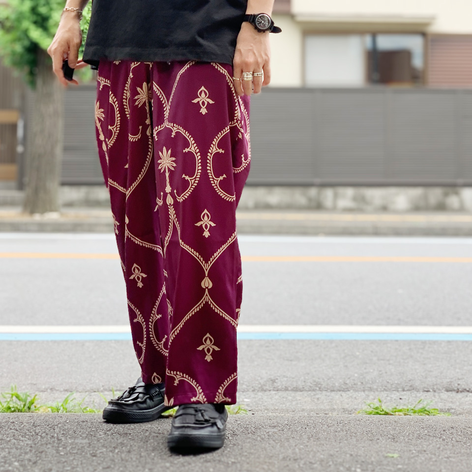 ラジ RAJI シェフパンツ CHEF PANTS イージーパンツ パジャマパンツ 総柄 パープル 紫 PURPLE