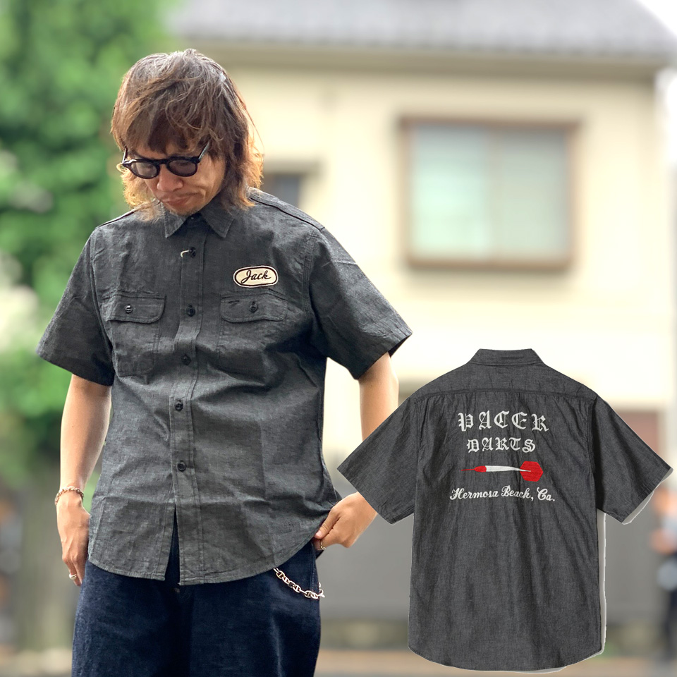 SUGAR CANE シュガーケーン CHAMBRAY WORK SHIRT with CHAIN EMBROIDERED (Lot No. SC39731)