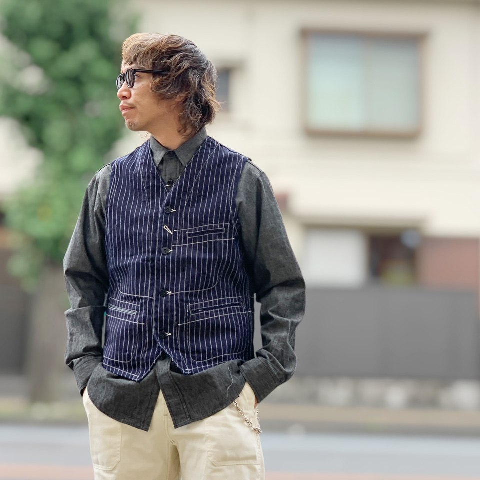 SUGAR CANE シュガーケーン 9oz. WABASH STRIPE WORK VEST (Lot No. SC12654)