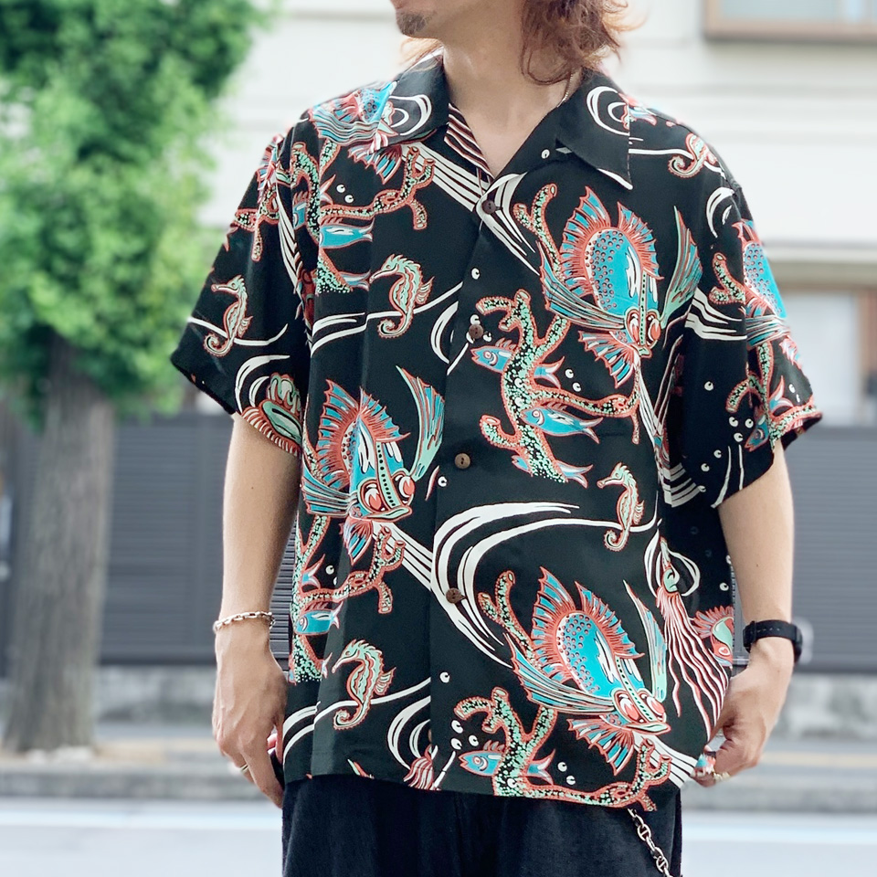 SUN SURF / HAWAIIAN L/S SHIRT CORAL HIBISCUS