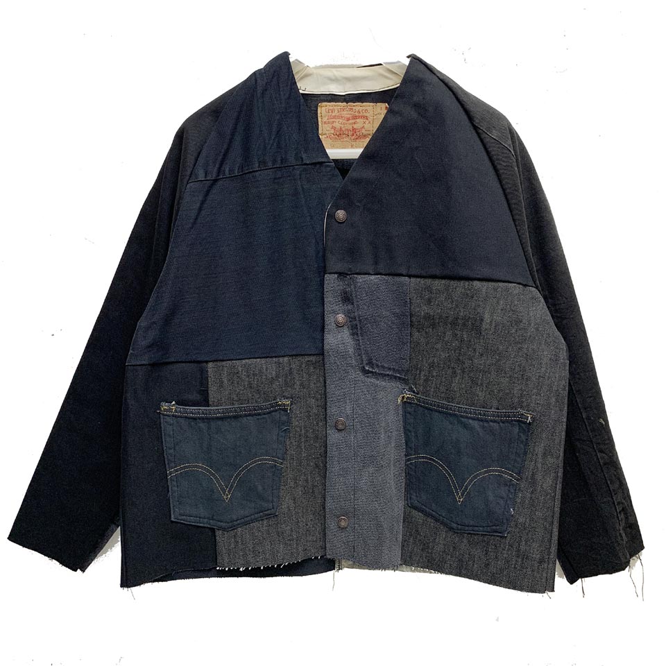 スリフティルック THRIFTY LOOK デニムエンジニアジャケット LEVI'S DENIM REMAKE ENGINEERED JACKET リーバイス リメイク ブラック BLACK 黒 (A)